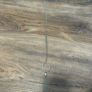 Silver Teardrop and Tassel Necklace